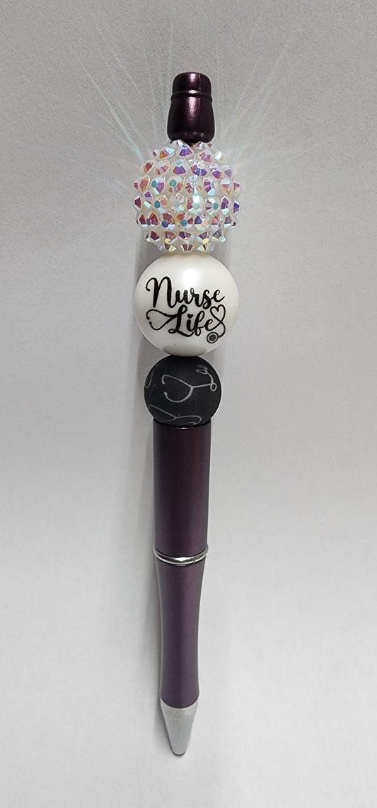 Nurse Life (Round) Beaded Pen