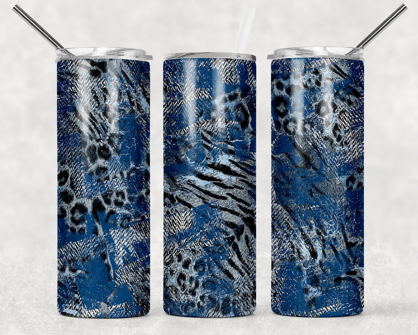 Denim Animal Print Tumbler