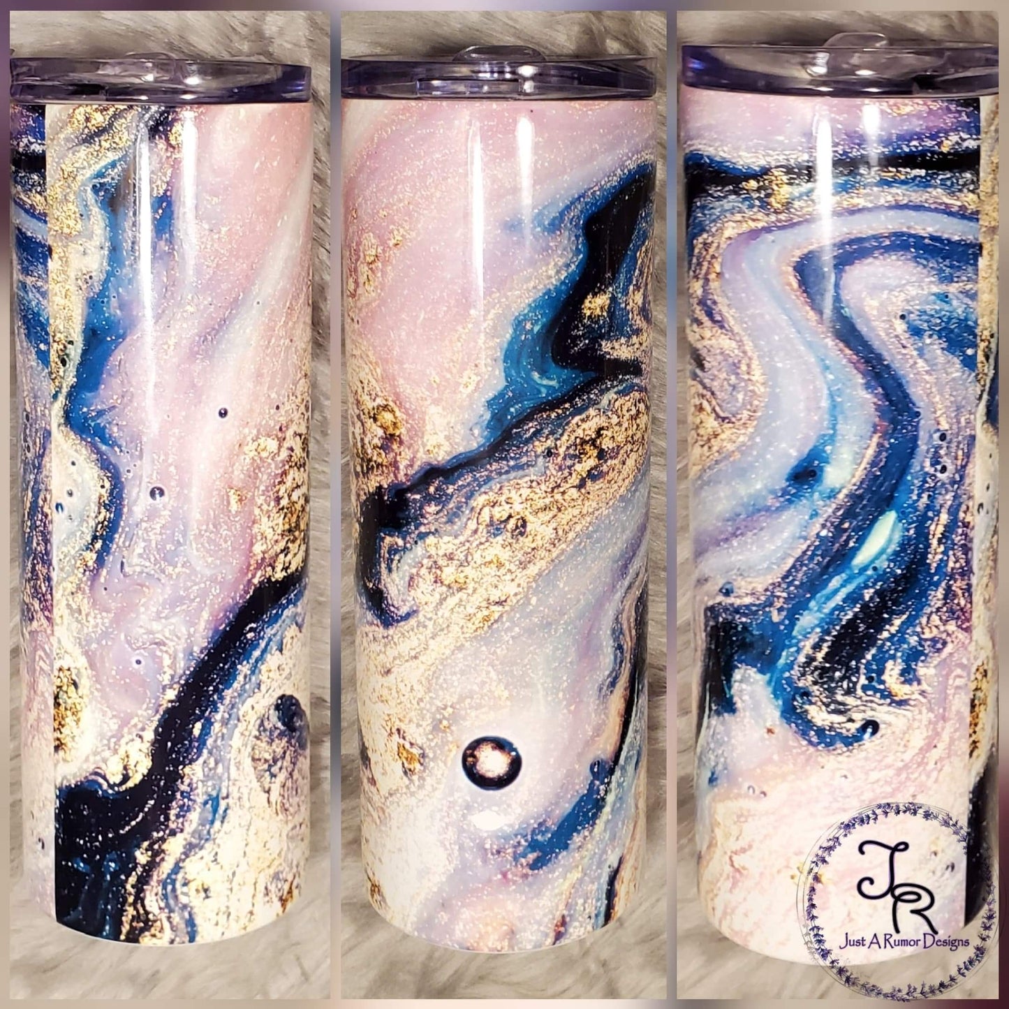 Pink/Blue/Gold Marble Tumbler