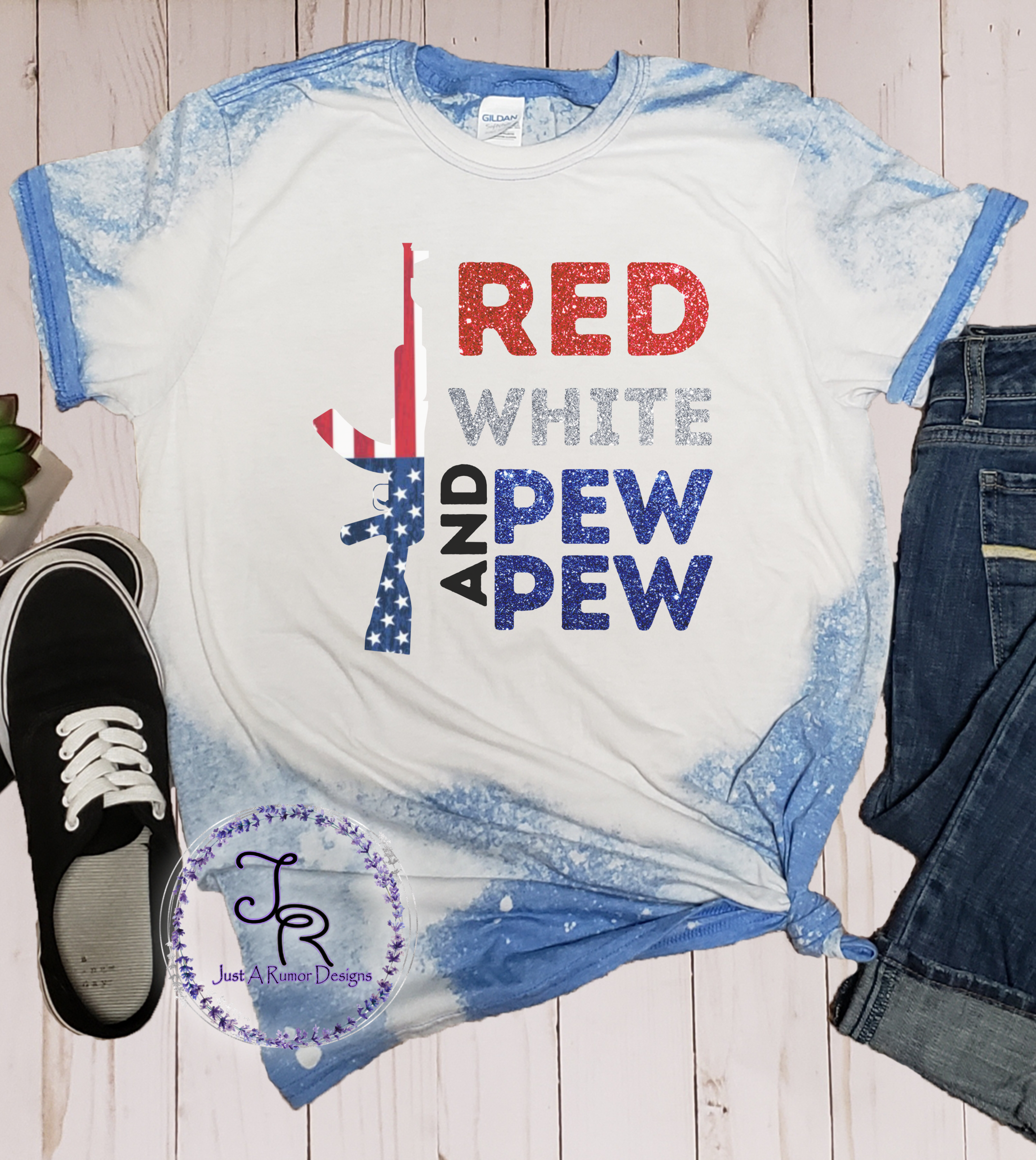 Red white pew deals shirt