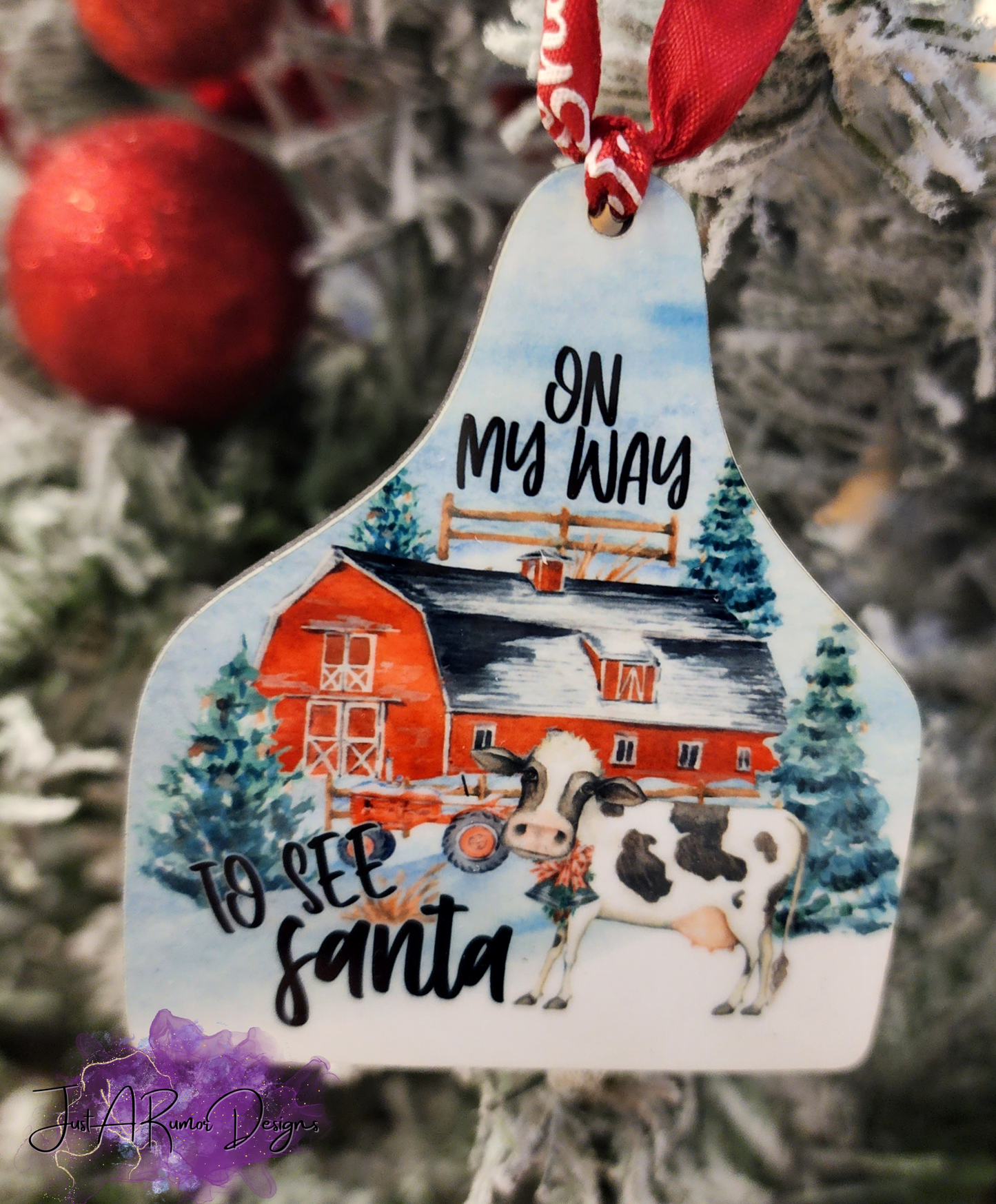 See Santa Cow Tag Ornament