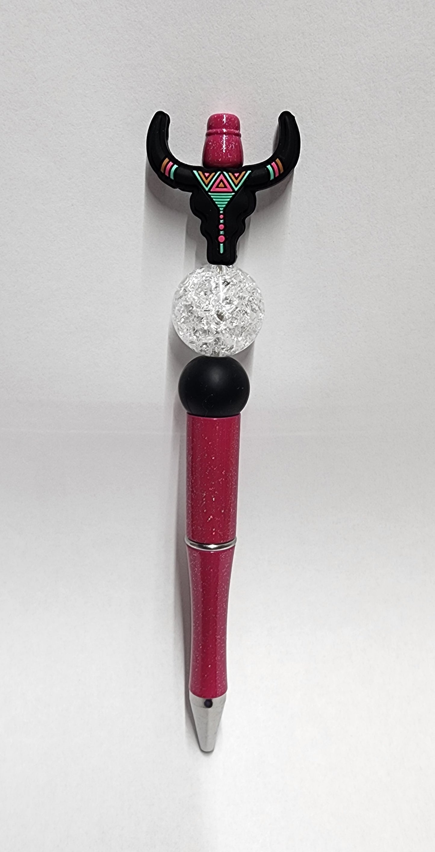 Black Longhorn Beaded Pen