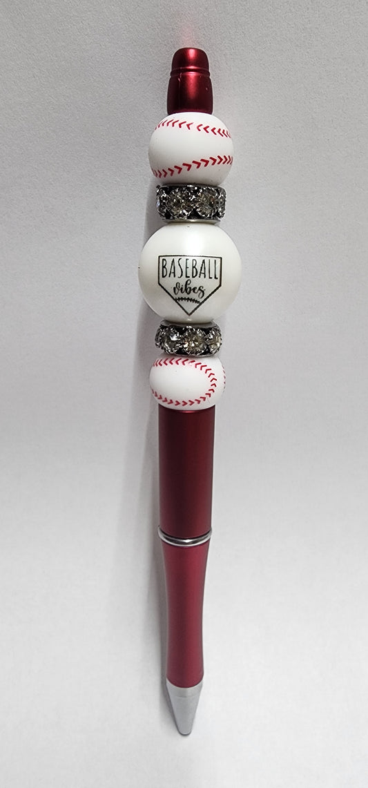 Baseball Vibes (Round) Beaded Pen