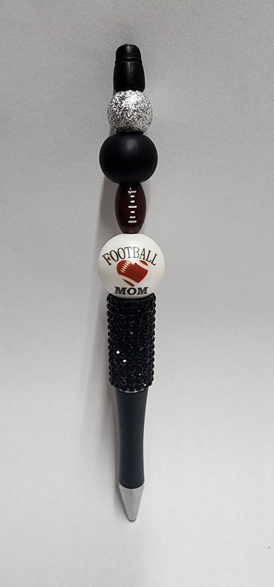 Football Mom (Round) Beaded Pen