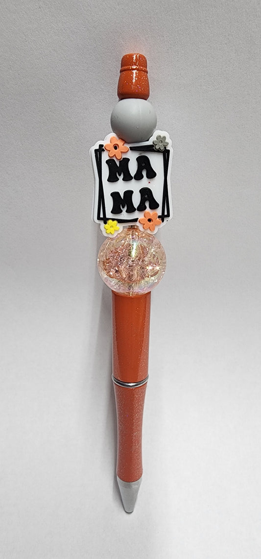 MAMA Orange/Grey Beaded Pen