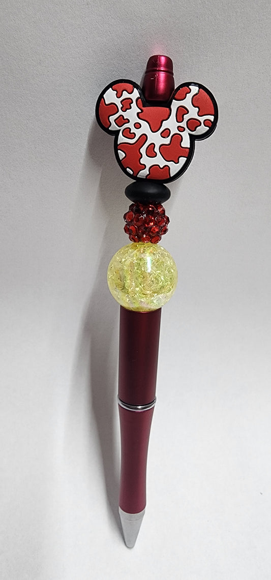 Cowprint Mouse (Red) Beaded Pen