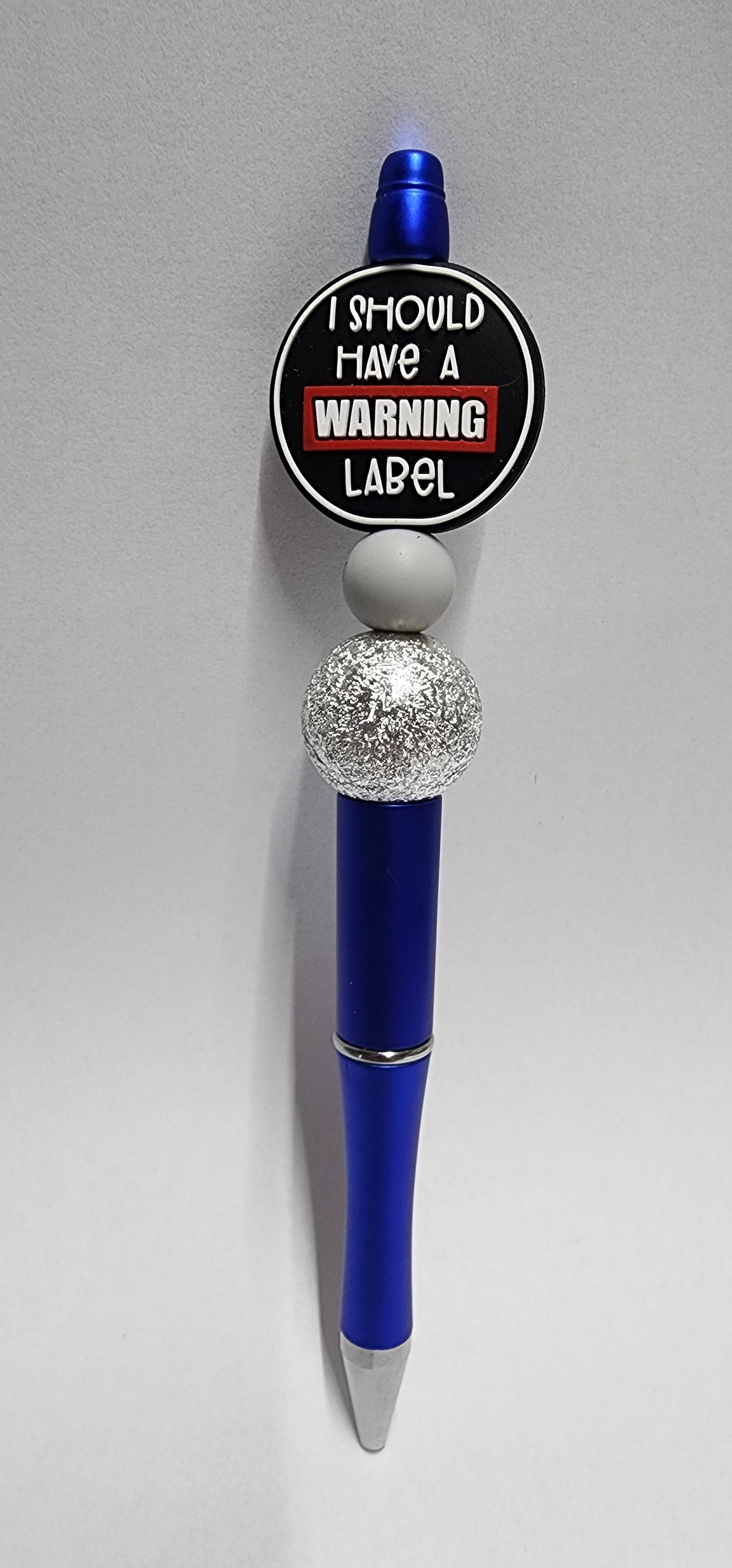 Warning Label Beaded Pen