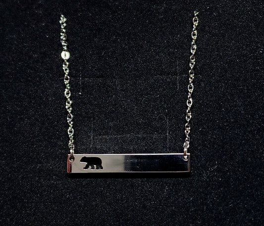 Bear Cutout Bar Necklace