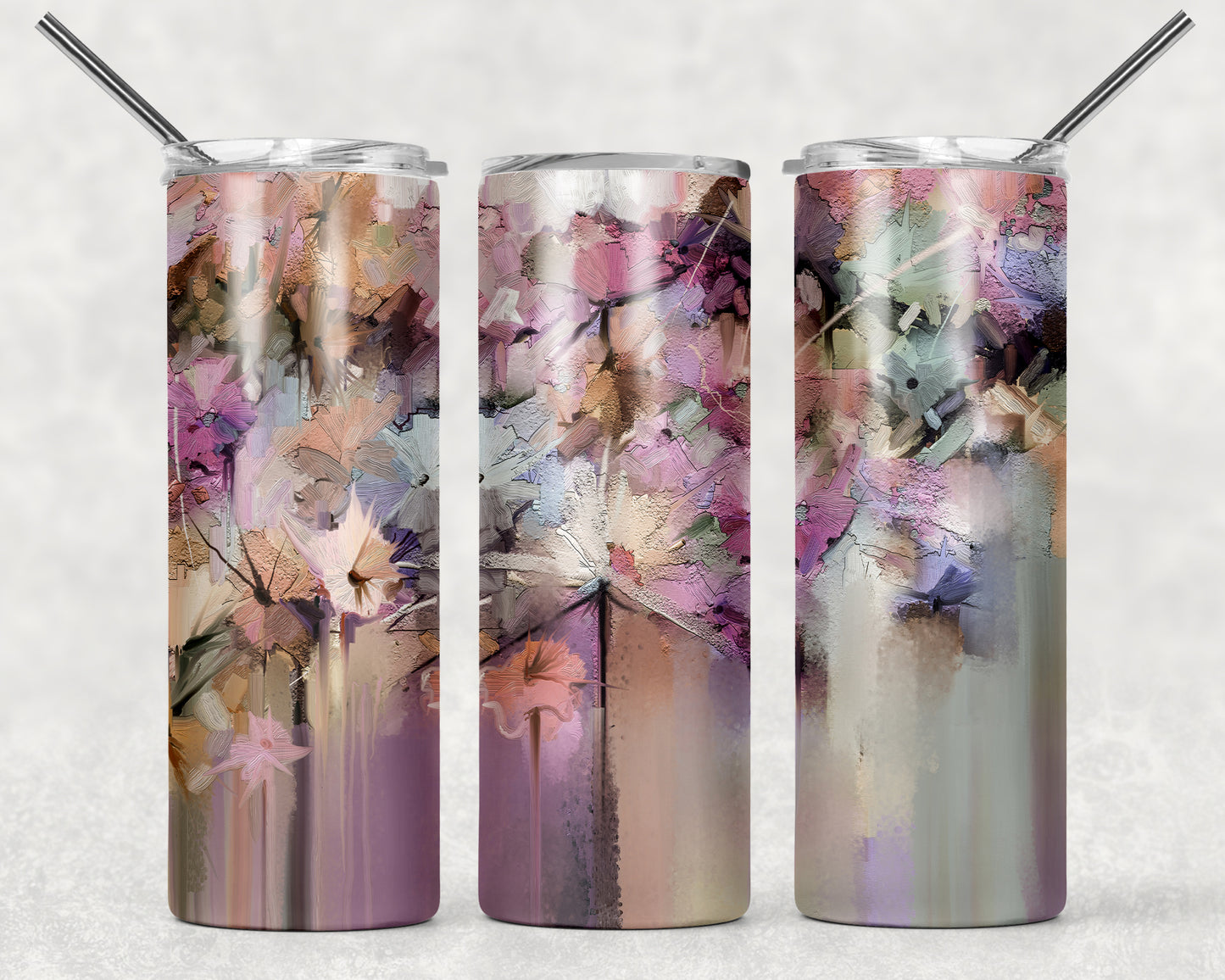 Abstract Flowers-Neutral Tumbler