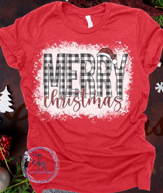 B&W Plaid Merry Christmas Shirt