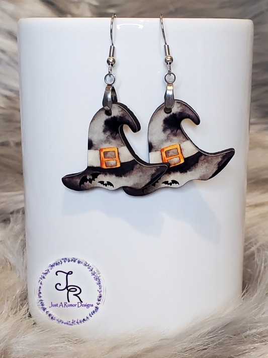 Batty Witch Hat Earrings