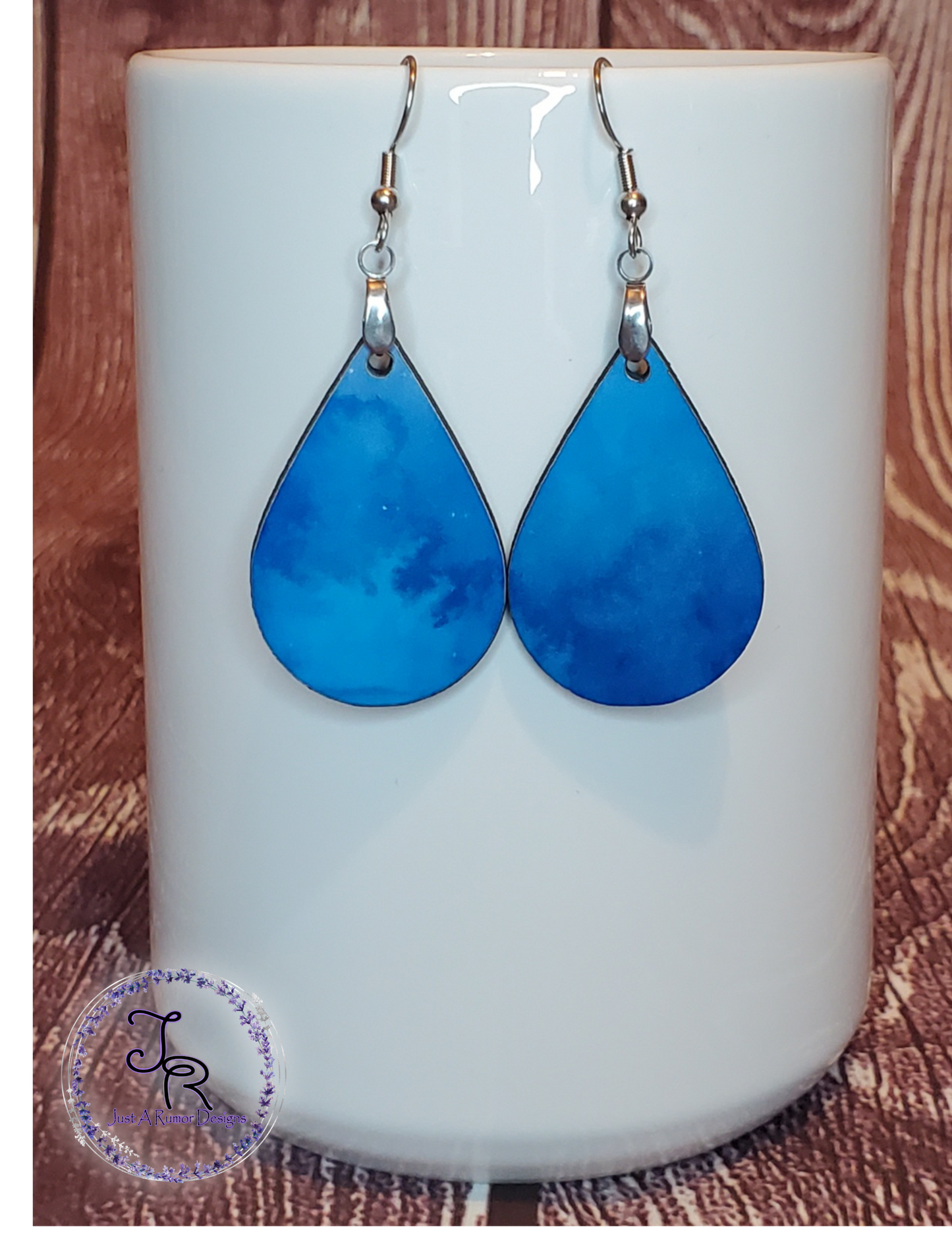 Blue Watercolor Earrings