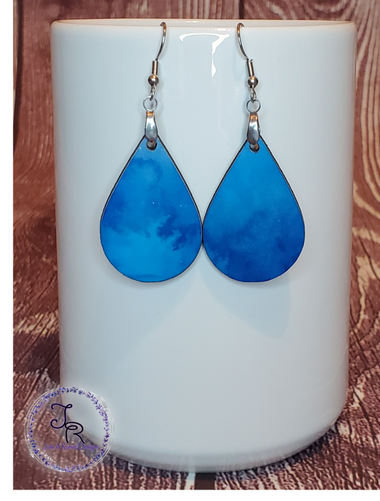 Blue Watercolor Earrings