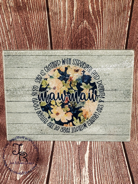 MawMaw Glass Cutting Board