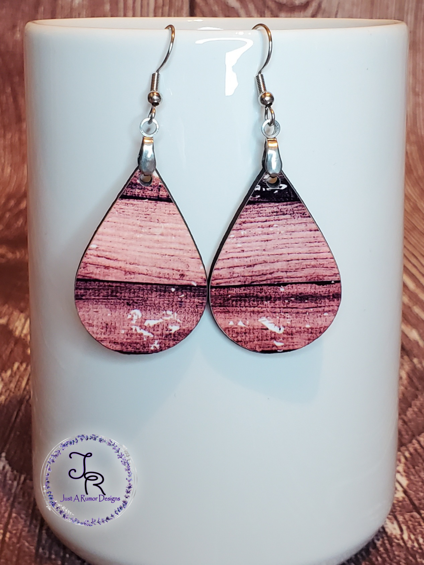 Pink Wood Earrings