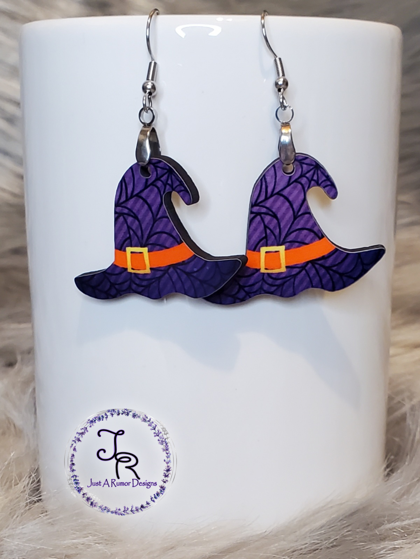 Spider Web Witch Hat Earrings