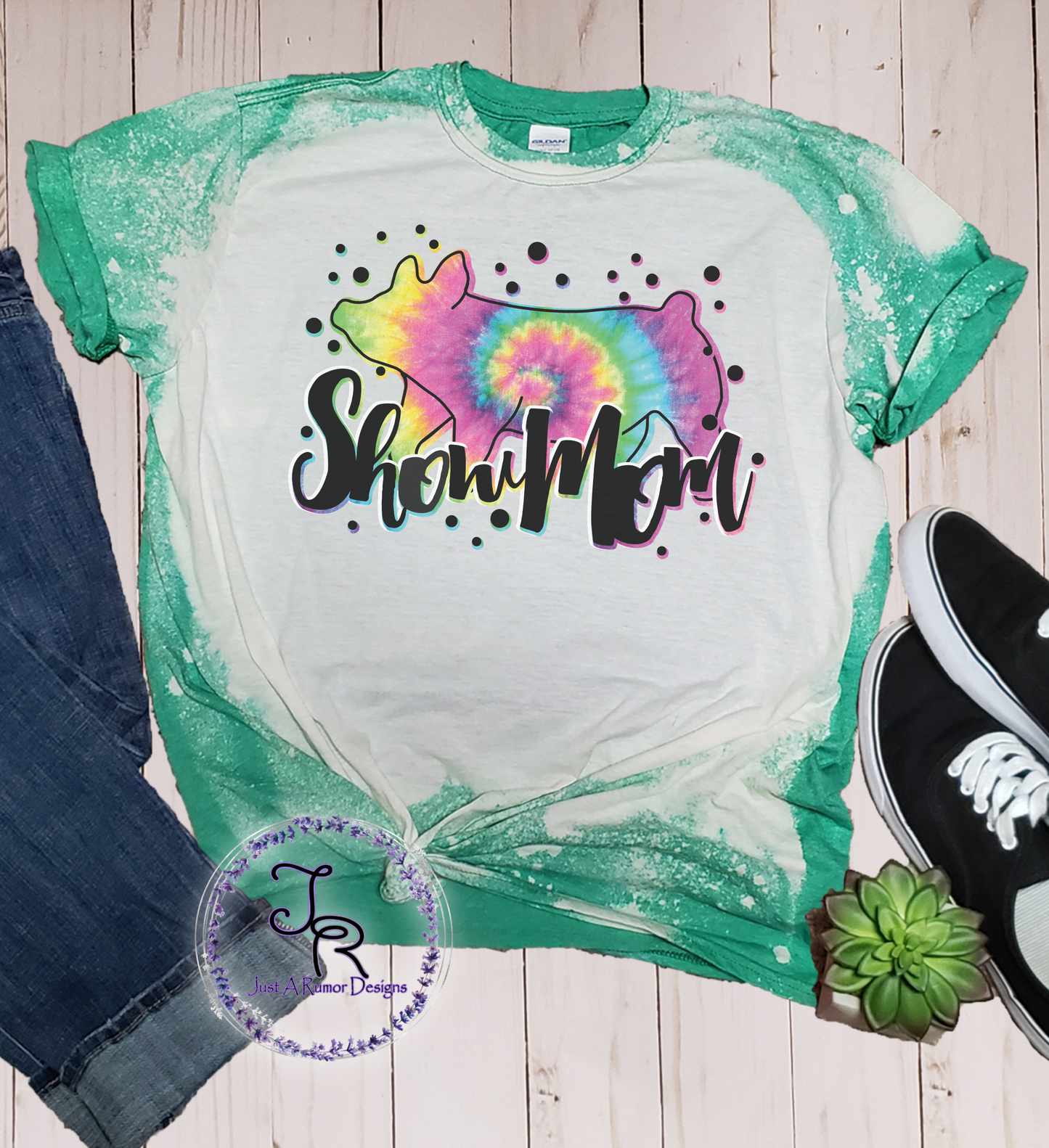 Tie Dye Pig Show Mom Shirt