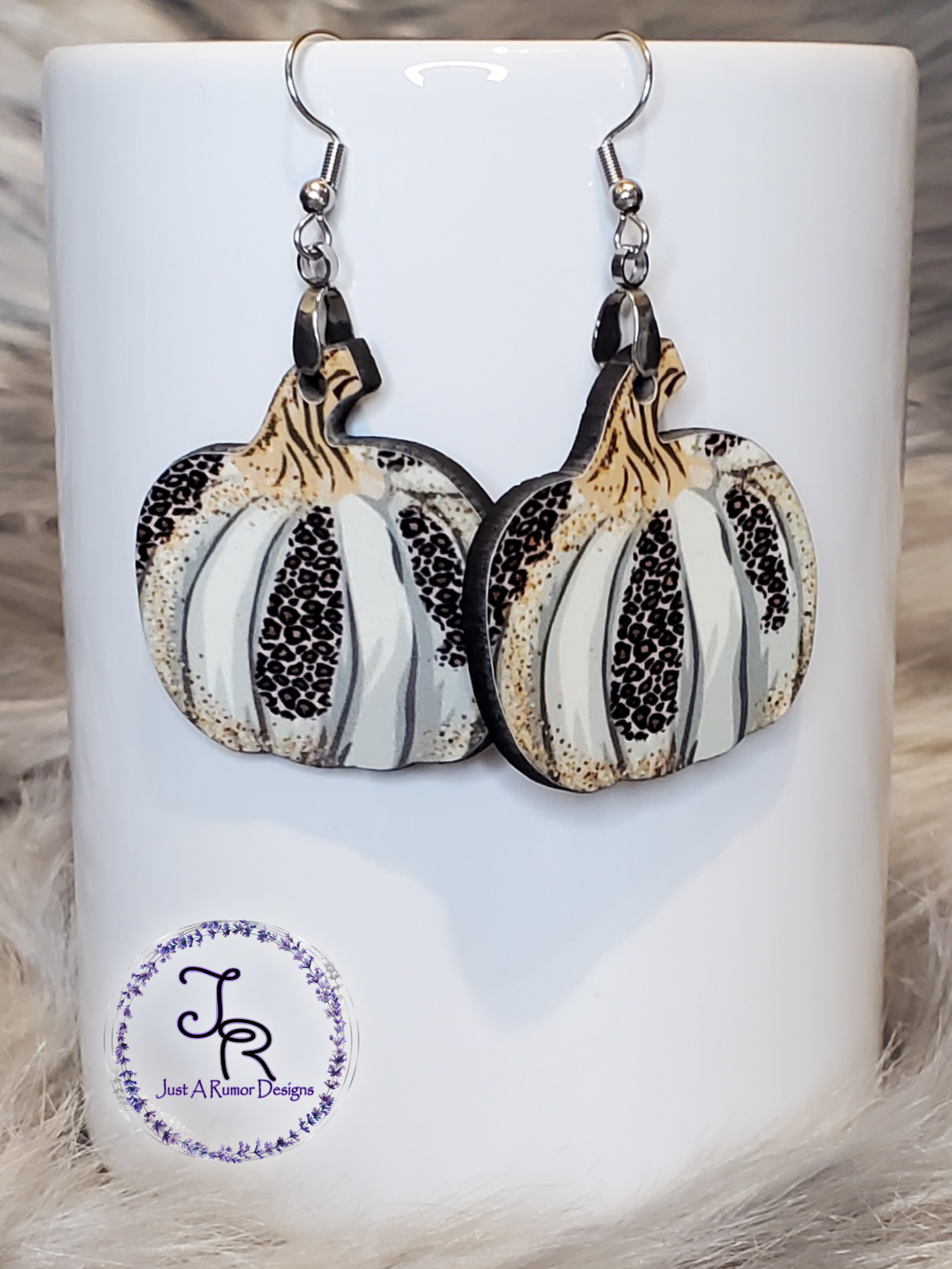 White Leopard Pumpkin Earrings
