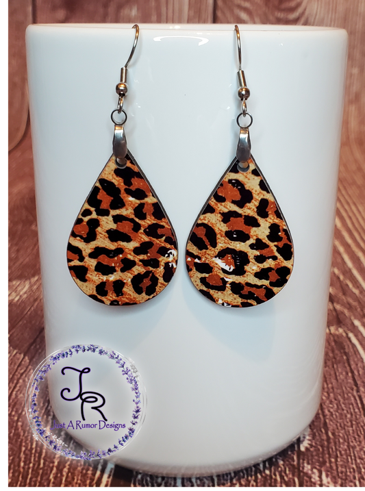Distressed Leopard Teardrop Earrings
