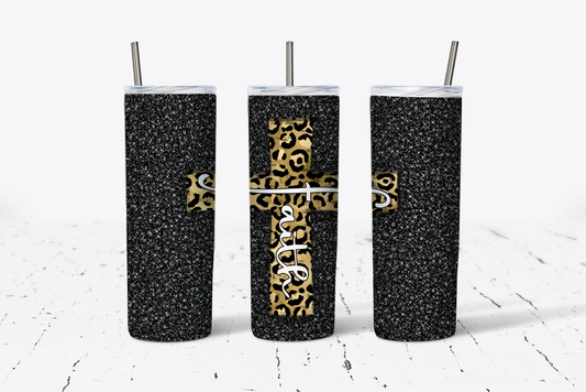Leopard Faith Cross Tumbler