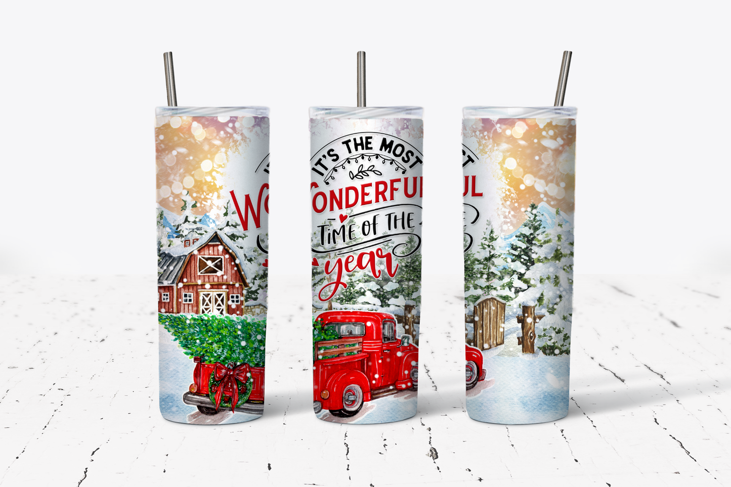 Christmas Red Truck Tumbler